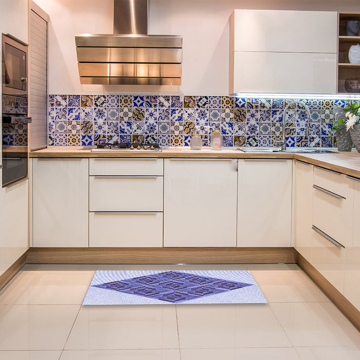 Patterned Slate Blue Rug in a Kitchen, pat1126blu