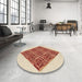 Round Patterned Red Rug in a Office, pat1126brn