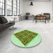 Round Patterned Light Green Rug in a Office, pat1126grn