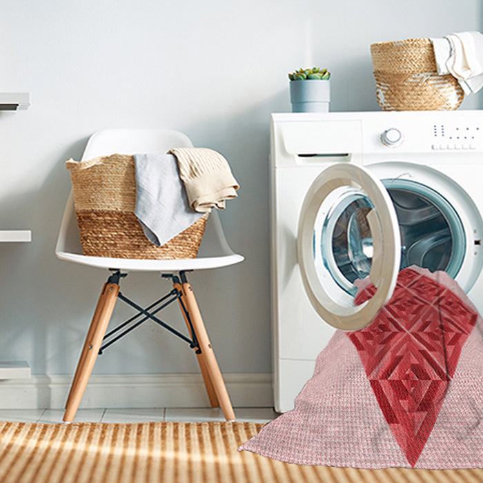 Machine Washable Transitional Deep Rose Pink Rug in a Washing Machine, wshpat1126rd