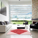 Square Patterned Deep Rose Pink Rug in a Living Room, pat1126rd