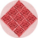 Square Patterned Deep Rose Pink Rug, pat1126rd