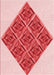 Machine Washable Transitional Deep Rose Pink Rug, wshpat1126rd