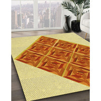 Patterned Orange Red Orange Rug, pat1126yw