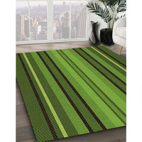 Patterned Dark Forest Green Rug, pat1127brn