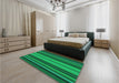 Patterned Deep Emerald Green Rug in a Bedroom, pat1127lblu