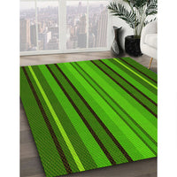 Patterned Deep Emerald Green Rug, pat1127yw