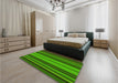 Patterned Deep Emerald Green Rug in a Bedroom, pat1127yw