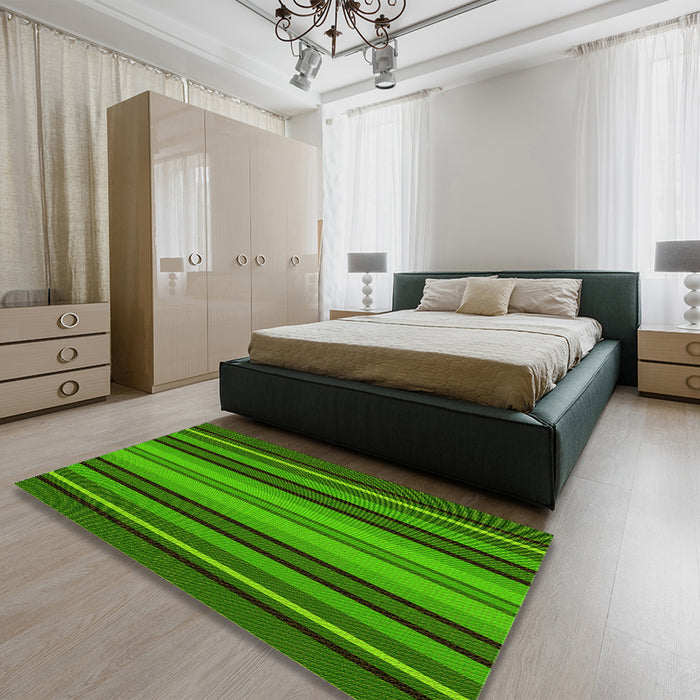 Patterned Deep Emerald Green Rug in a Bedroom, pat1127yw
