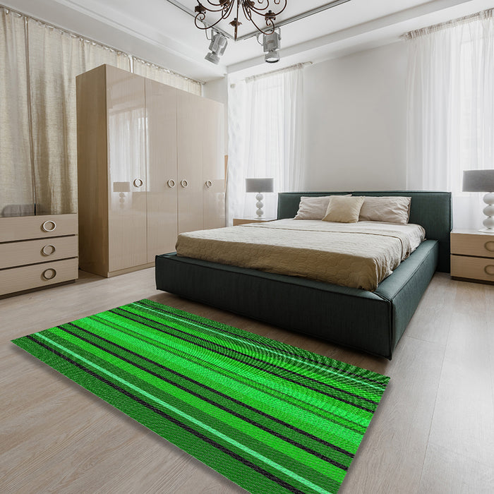 Patterned Lime Green Novelty Rug in a Bedroom, pat1127