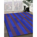 Machine Washable Transitional Denim Dark Blue Rug in a Family Room, wshpat1128blu