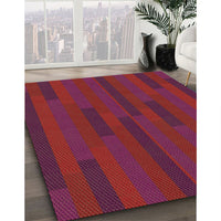 Patterned Crimson Red Rug, pat1128brn