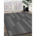 Machine Washable Transitional Black Rug in a Family Room, wshpat1128gry