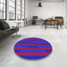 Round Patterned Raspberry Red Rug in a Office, pat1128pur