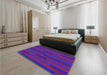 Patterned Raspberry Red Rug in a Bedroom, pat1128pur