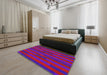 Machine Washable Transitional Medium Violet Red Pink Rug in a Bedroom, wshpat1128