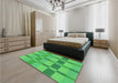 Patterned Neon Green Rug in a Bedroom, pat1129grn