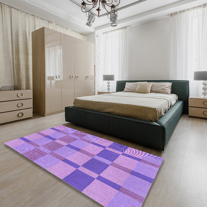 Round Machine Washable Transitional Violet Purple Rug in a Office, wshpat1129pur