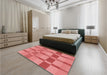 Patterned Fire Red Rug in a Bedroom, pat1129rd