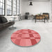 Round Patterned Fire Red Rug in a Office, pat1129rd