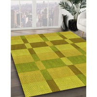 Patterned Dark Golden Brown Rug, pat1129yw