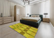 Patterned Dark Golden Brown Rug in a Bedroom, pat1129yw