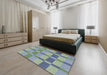 Machine Washable Transitional Green Rug in a Bedroom, wshpat1129