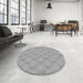 Round Patterned Carbon Gray Novelty Rug in a Office, pat112