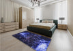 Patterned Night Blue Rug in a Bedroom, pat113blu