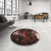 Round Patterned Chocolate Brown Rug in a Office, pat113brn