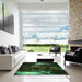 Square Patterned Black Rug in a Living Room, pat113grn