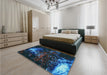 Patterned Blue Ivy Blue Rug in a Bedroom, pat113lblu