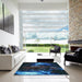 Square Patterned Blue Ivy Blue Rug in a Living Room, pat113lblu