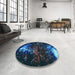 Round Patterned Blue Ivy Blue Rug in a Office, pat113lblu