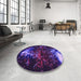 Round Patterned Amethyst Purple Rug in a Office, pat113pur