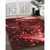 Patterned Maroon Red Rug, pat113rd