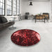 Round Patterned Maroon Red Rug in a Office, pat113rd