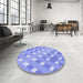 Round Patterned Light Slate Blue Rug in a Office, pat1130blu