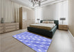 Patterned Light Slate Blue Rug in a Bedroom, pat1130blu