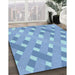 Patterned Sky Blue Rug in Family Room, pat1130lblu