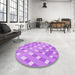 Round Patterned Violet Purple Rug in a Office, pat1130pur