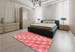 Patterned Light Coral Pink Rug in a Bedroom, pat1130rd