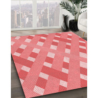 Patterned Light Coral Pink Rug, pat1130rd