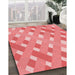 Patterned Light Coral Pink Rug in Family Room, pat1130rd