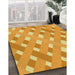 Patterned Neon Orange Rug in Family Room, pat1130yw