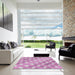 Square Machine Washable Transitional Magenta Pink Rug in a Living Room, wshpat1130