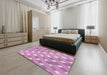 Machine Washable Transitional Magenta Pink Rug in a Bedroom, wshpat1130