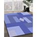 Patterned Denim Blue Rug in Family Room, pat1131blu