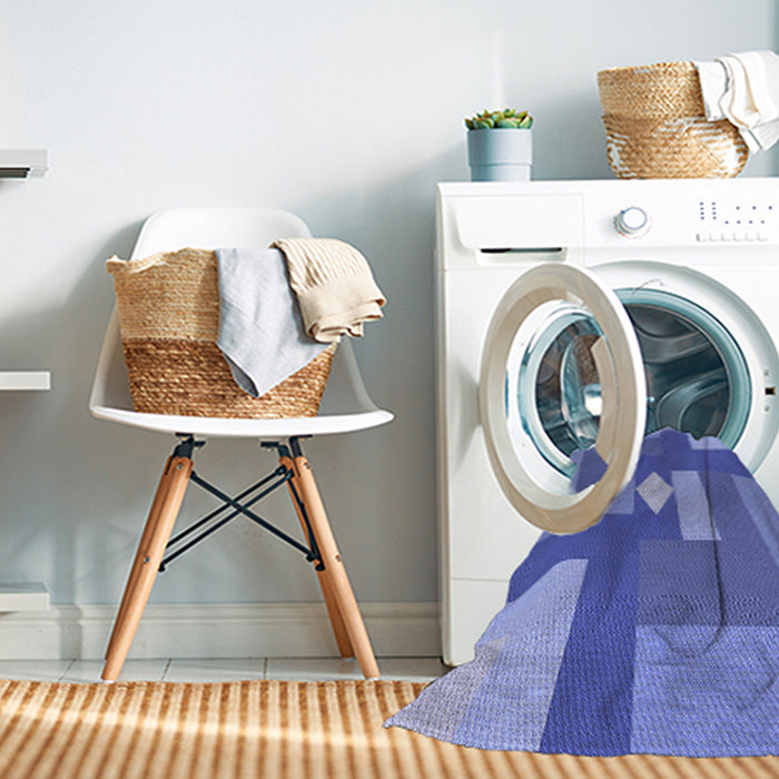 Machine Washable Transitional Denim Blue Rug in a Washing Machine, wshpat1131blu
