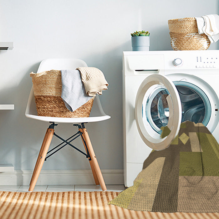 Machine Washable Transitional Oak Brown Rug in a Washing Machine, wshpat1131brn
